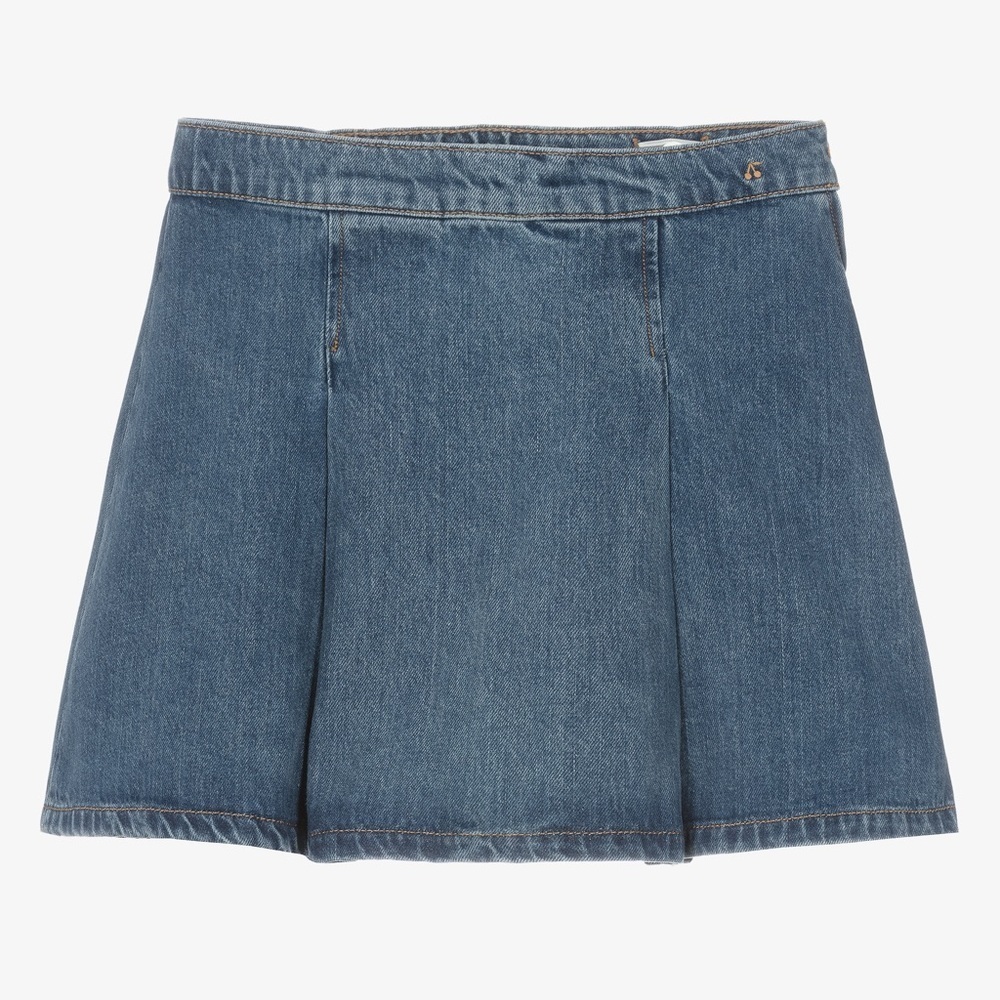 Bonpoint Blue Denim Pleated Skirt Like New 8